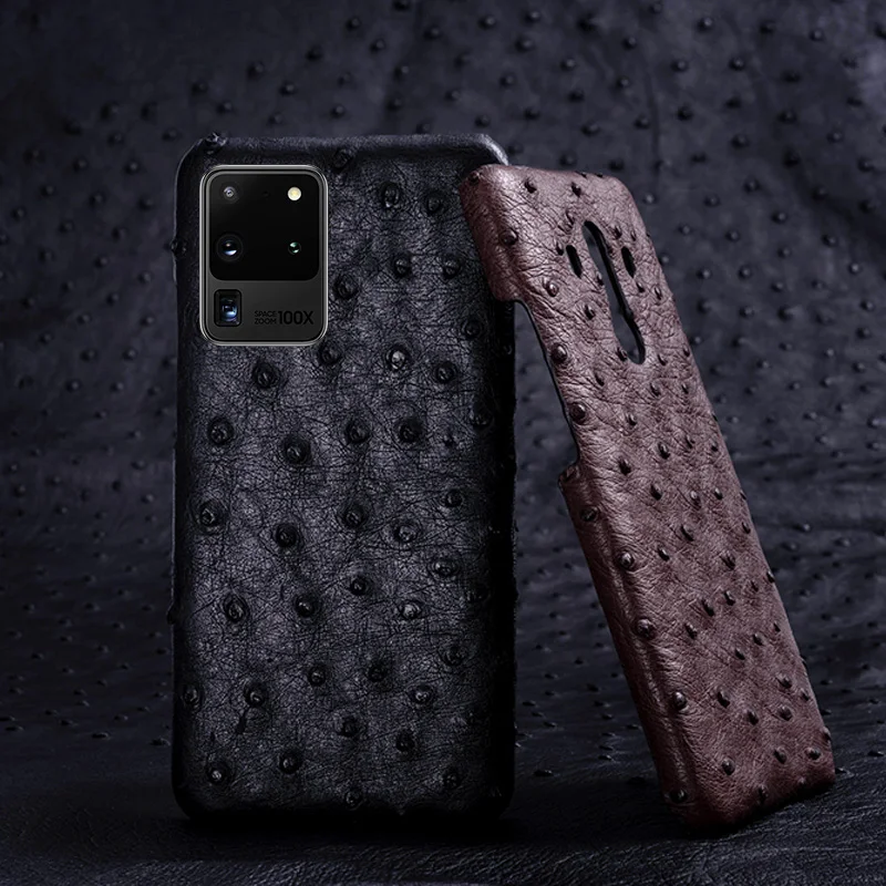 Genuine Leather Phone Case For Samsung Galaxy Note 20 10 9 S21 S22 Plus Ultra S10 S10e S9 S8 Luxury Ostrich Skin Back Cover