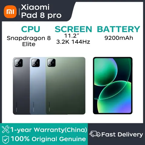 New 2025 Xiaomi Tablet Xiaomi Pad 8 Pro 11.2"144Hz 3.2K Snapdragon 8 Elite HyperOS 3 9200mAh 67W Fast Charge 50MP+32MP Tablet PC