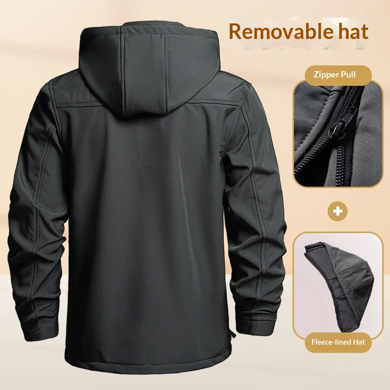 Wear-resistant Jacket Autumn and Winter Velvet Warm Soft Shell Tactical Outdoor Overalls Waterproof Takeaway Set