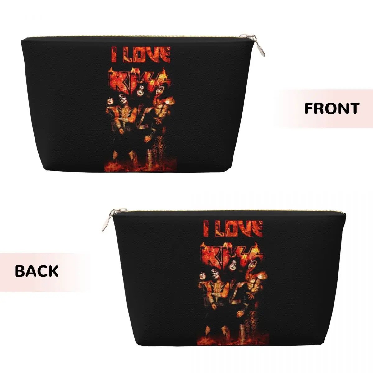 Custom Travel Kiss Rock Metal Band Toiletry Bag Cute Makeup Cosmetic Organizer Women Beauty Storage Dopp Kit Box