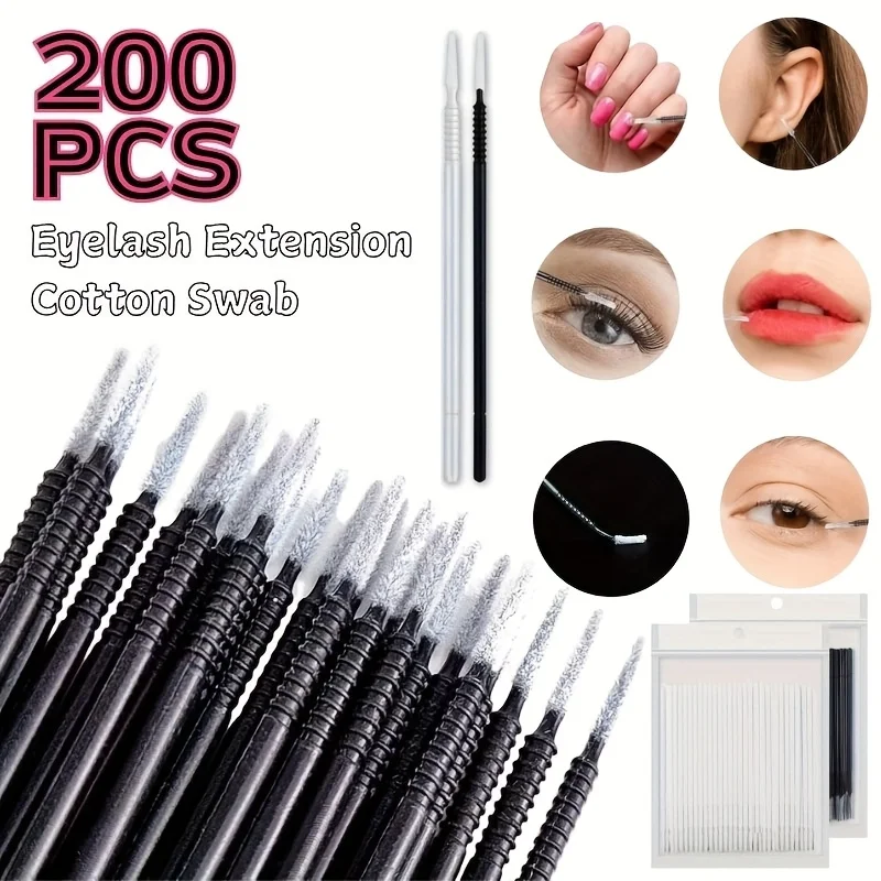 200 قطعة فرش صغيرة أعواد قطنية رمش تمديد تنظيف قضيب العصي لإزالة الغراء ماكياج والعناية بالرموش #1
