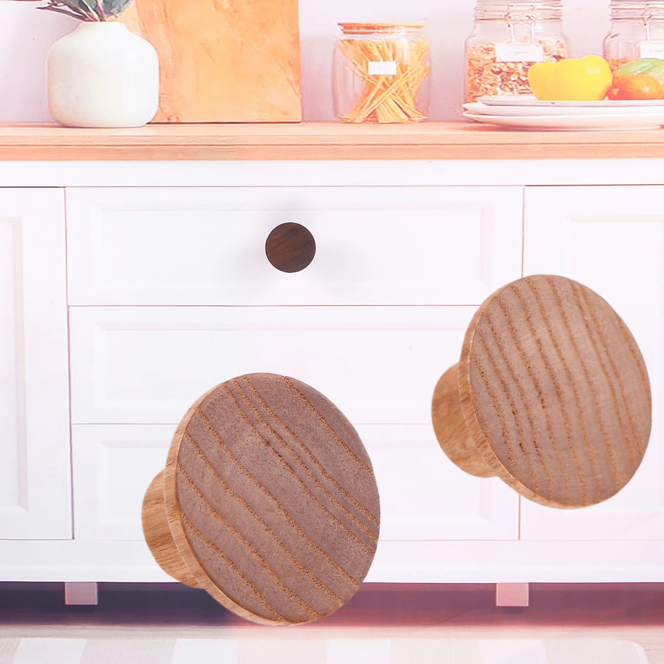 Round Rustic Natural Wooden Knob & Screw Kitchen Living Room Cupboard Cabinet Decorative Furniture Door Handle Drawer Pulls 38mm