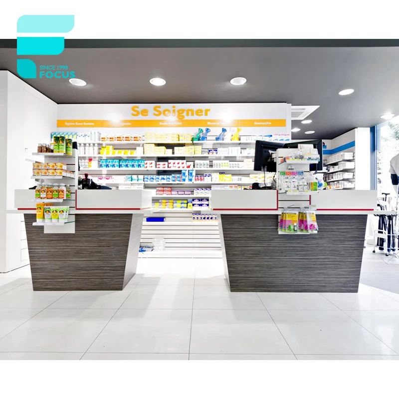 Customized-Tailored Pharmacia Cabinet Furniture Medical Display Shelf Pharmacy Rack Design Medical Shop Interior Decoration Chin