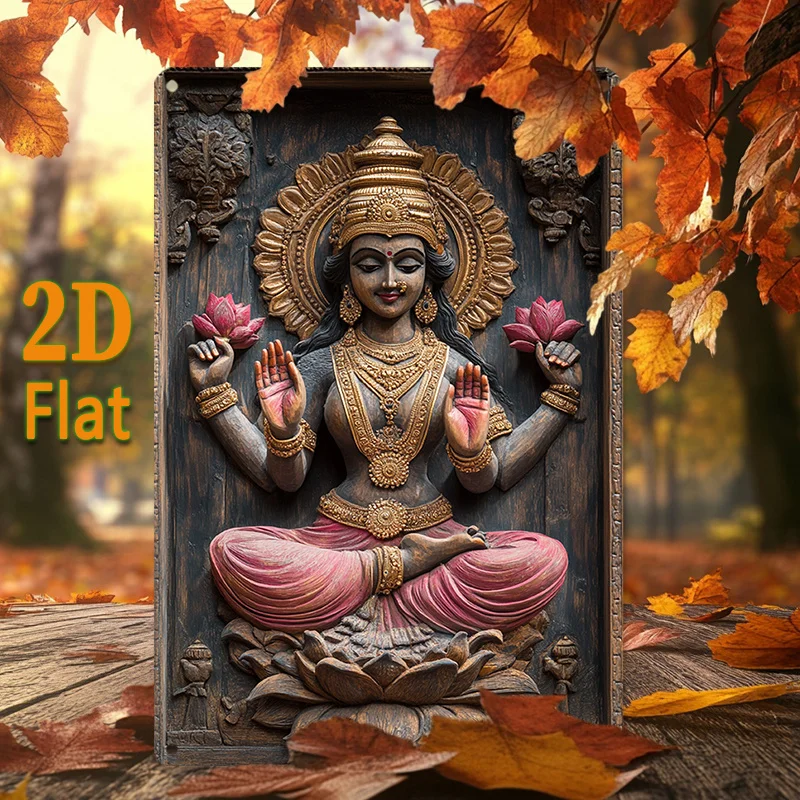 

2D Aluminum Sign Metal Sign Beautiful Lakshmi Aluminum Wall Artwork for Enriching Your Bedroom Space or Communal Living Areas