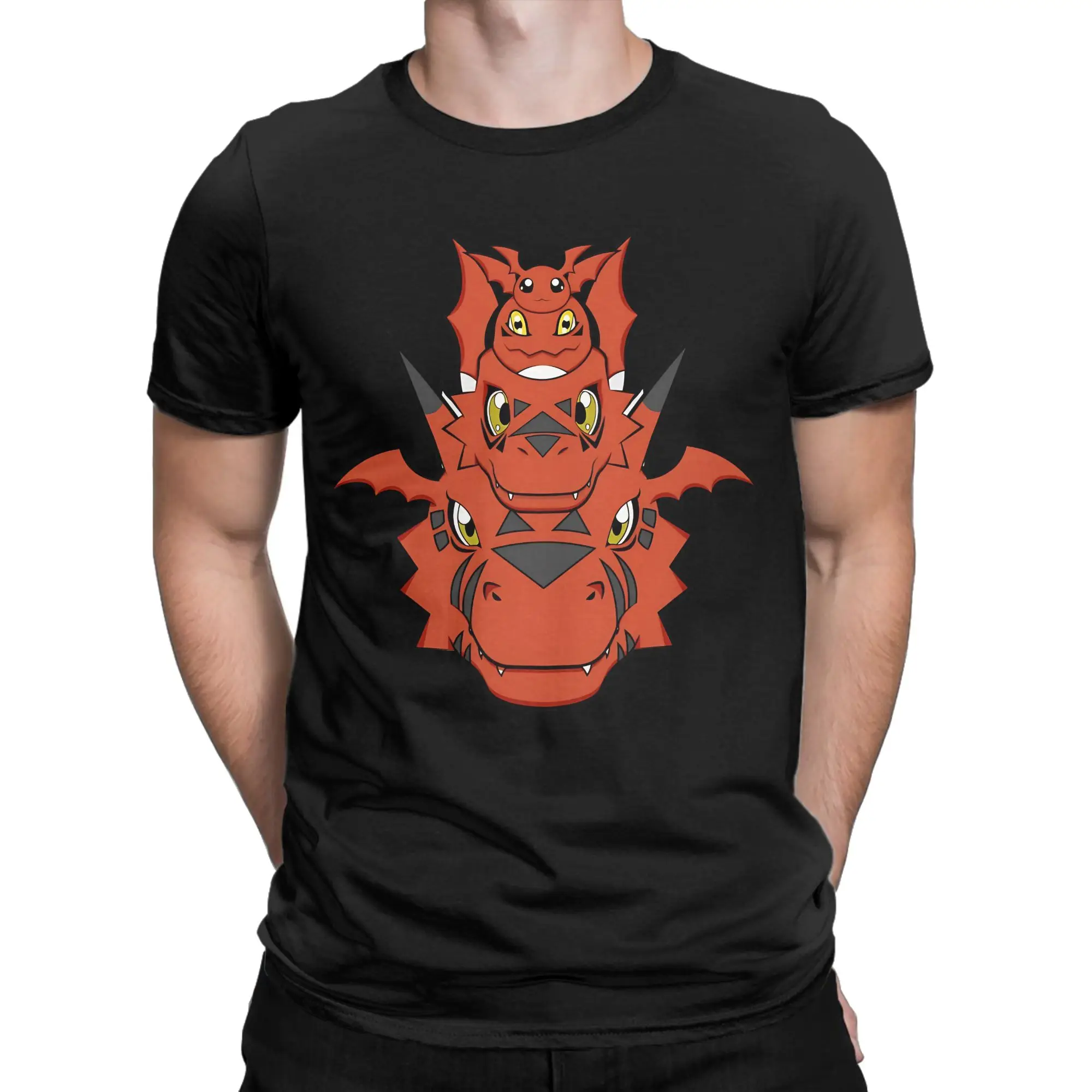 Camiseta Divertida 100% Algodón de Jyarimon Gigimon Guilmon Growlmon Evolution, Camisetas D-Digimon para Hombre