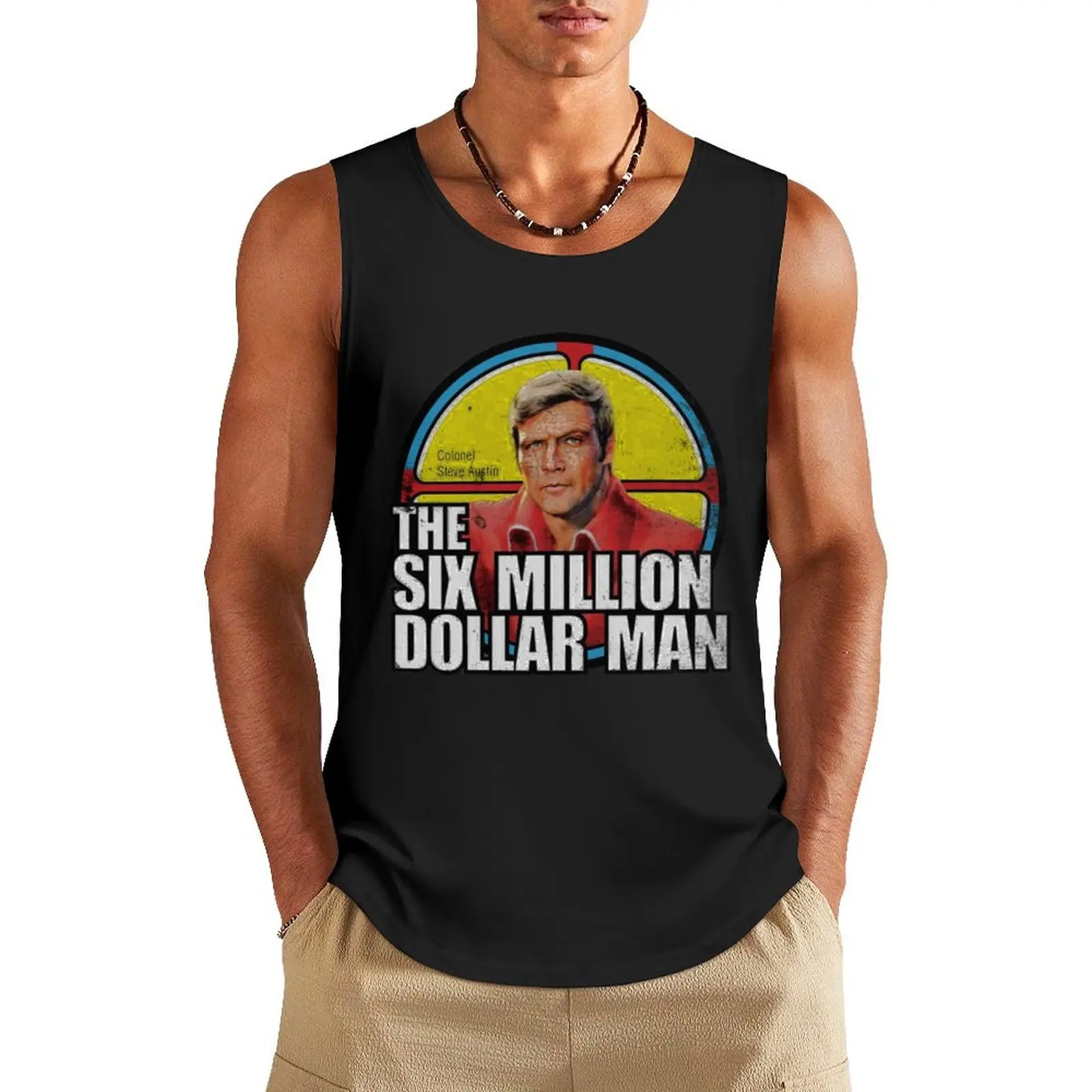 

Vintage Retro Six Million Dollar Man Tank Top T-shirt Men's gym T-shirt sports Men's gym articles Gym man