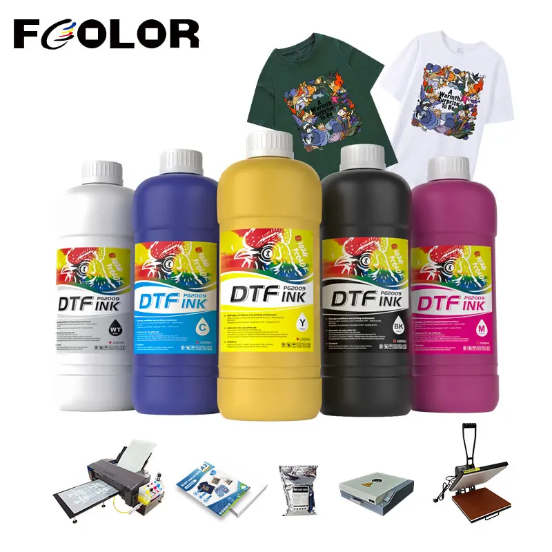 Fcolor US Warehouse Universal DTF Ink 1000ML*6 DTF Transfer Ink Set for Epson I3200 XP600 L1800 1390 DTF Printer Impresora Dtf