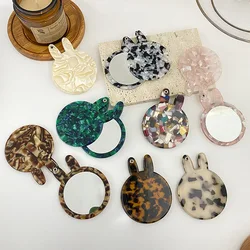 Portable Acetic Acid Makeup Vanity Mirror Rabbit-Shaped Travel Makeup Round Mirrors Cosmetic Compact Mirror for Women Girls