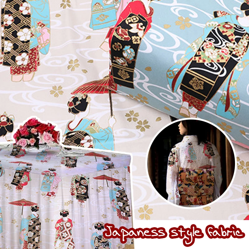 Tessuto abbronzante con motivo Geisha giapponese per borsa da cucito fai da te Kimono Cheongsam Craft Quilting Patchwork Materiale