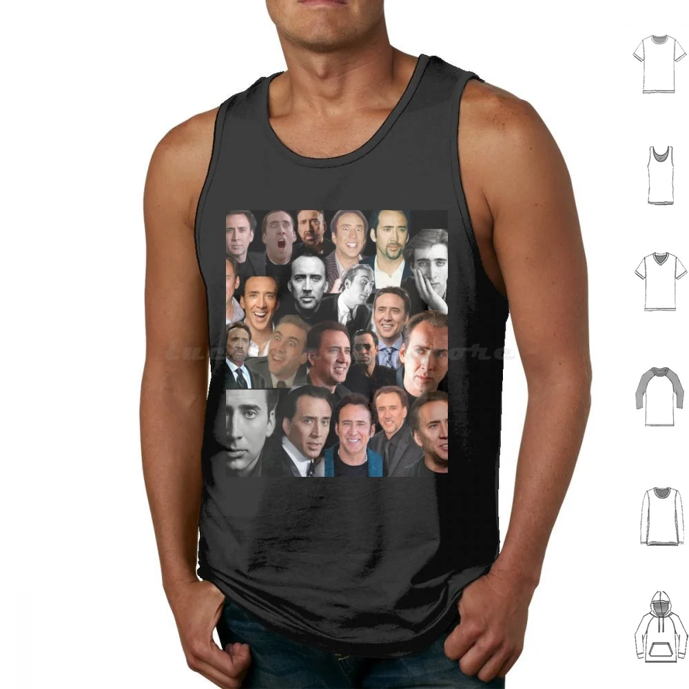 Nicolas Cage Colllage Tank Tops Print Cotton Nicolas Cage Cage John Travolta Travolta Face Off John Face Funny