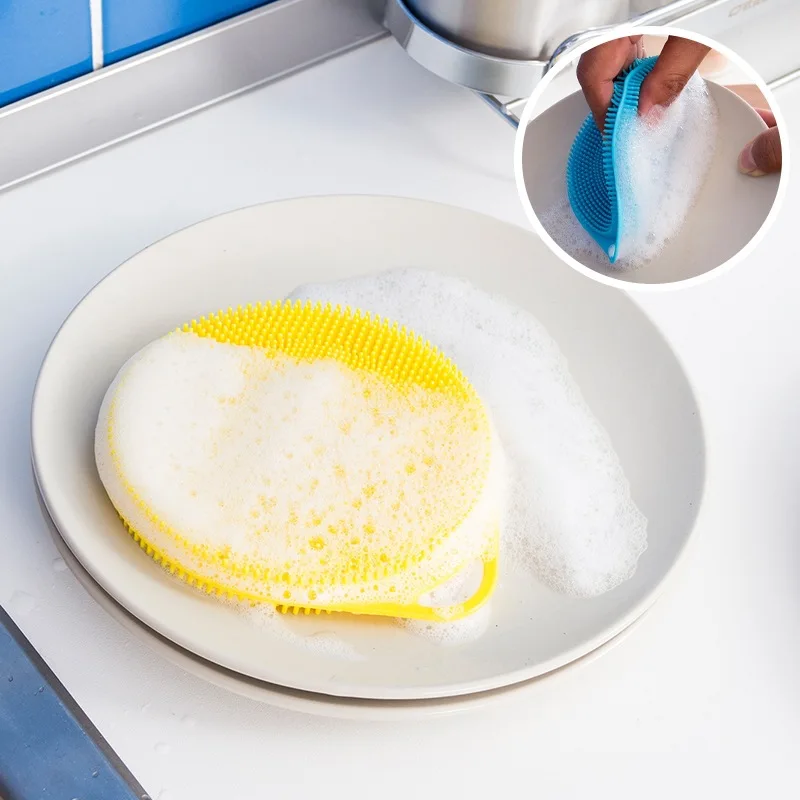 Kitchen Gadgets Round Silicone Magic Cleaning Brushes Washing Fruit Brush Insulation Pad Pot Bowl Cleaner Kitchen Accessories