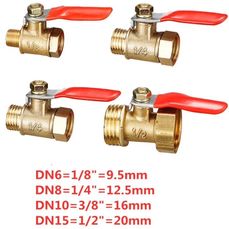 

Brass Mini Shut Off Ball Valve 1/8" 1/4'' 3/8'' 1/2'' Female to Male BSP Threaded Air Water Oil Flow Control Plumbing Fitting