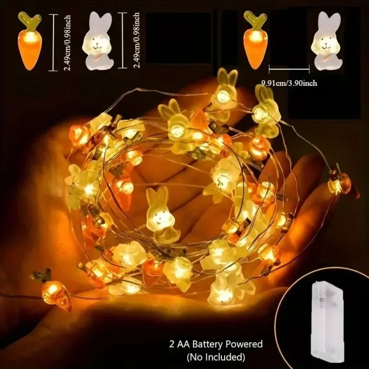Picture 7: 1/2M 10/20 Lights Easter Indoor Decor Bunny Carrot Copper Wire Lights Egg String Lights Dining Celebration Atmosphere Lighting