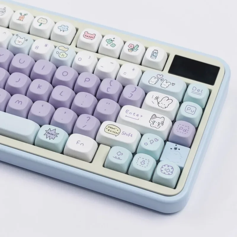 Little Rabbit Party Keycaps 142 Key PBT Sublimation MOA Profile Customized Keycaps Gaming Mechanical Keyboard Accessories Gifts