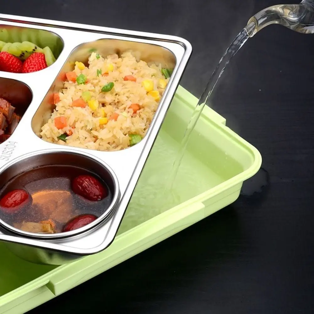 

Герметичный ланч-бокс из нержавеющей стали с несколькими отделениями, пригодный для микроволновой печи, с набором столовых приборов, пищевой, термоизолированный, для пикника