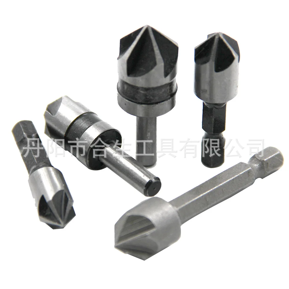 82 degree five edge chamfer woodworker's open hole quick guide chamfer countersink drill wood centering countersink set