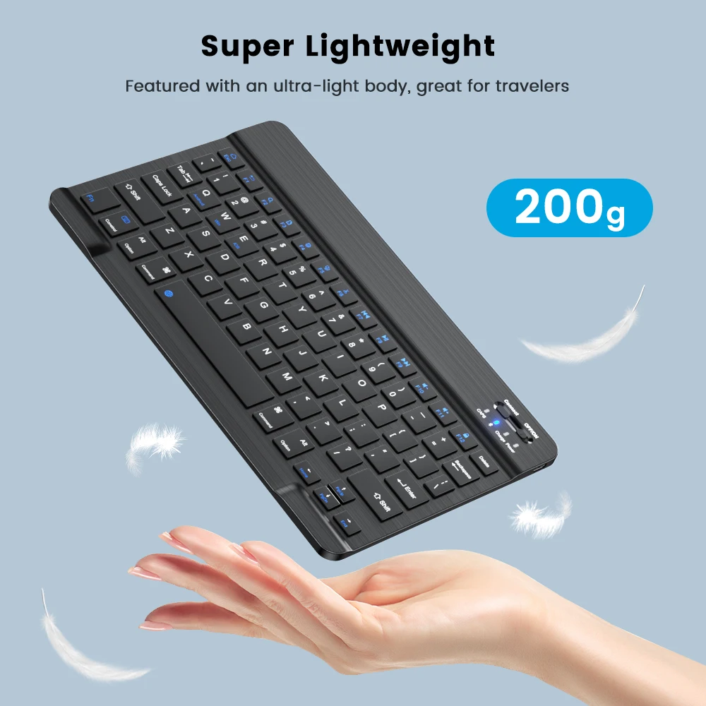 Imagem -05 - Teclado e Mouse sem Fio para Tablet e Telefone Mini Teclado Bluetooth Espanhol Russo Android Ipad Pro 12