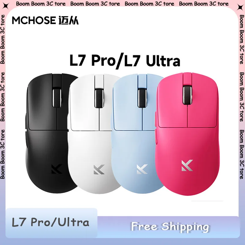 

MCHOSE L7 Pro Ultra 8K PAW3395 Трехрежимная мышь 2,4 г Беспроводная легкая эргономичная игровая мышь для киберспорта на заказ Аксессуары для ПК