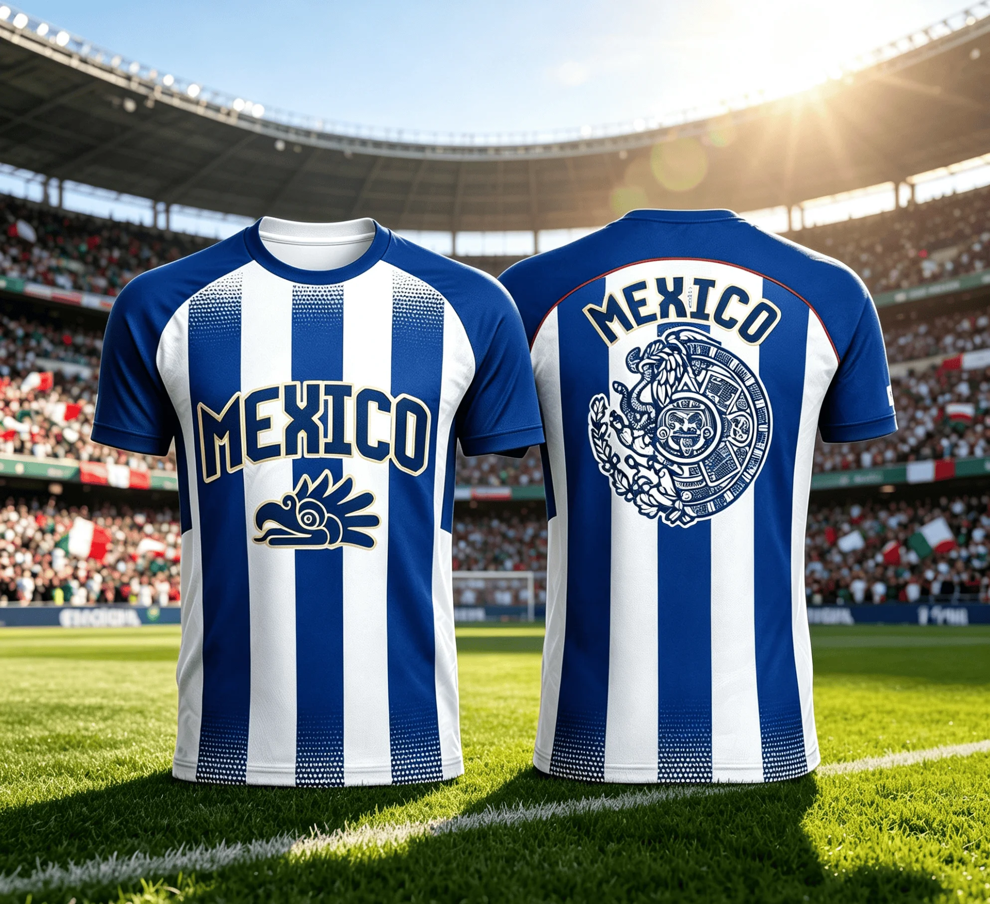 Mexico Green White Striped Soccer Jersey, Quick Dry Breathable Fan Football Shirt