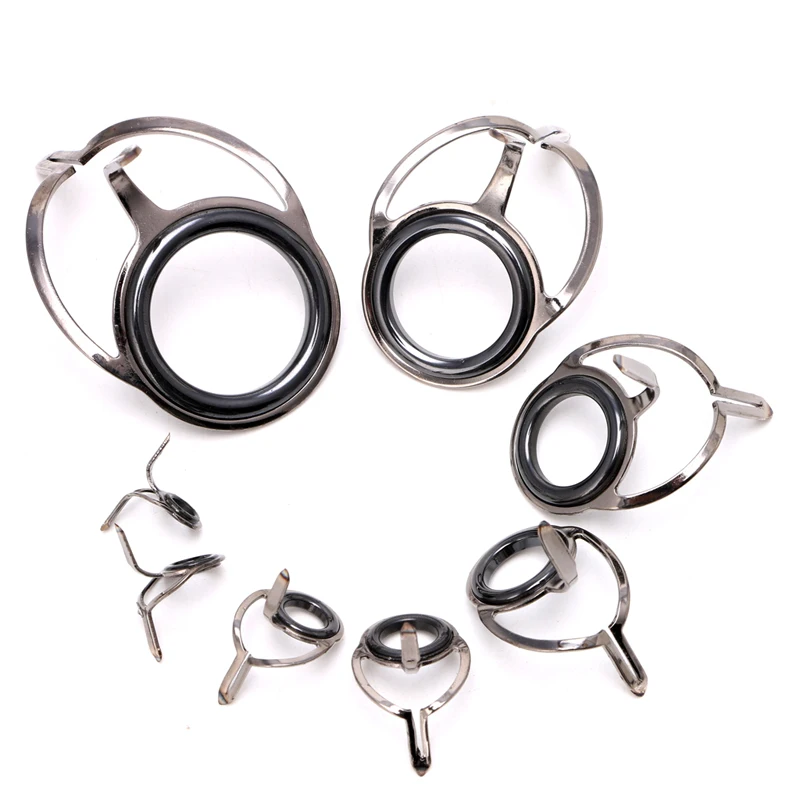 8Pcs 6# - 30# Stainless Steel Eye Rings Fishing Rod Guides Tips Line Repair Kit