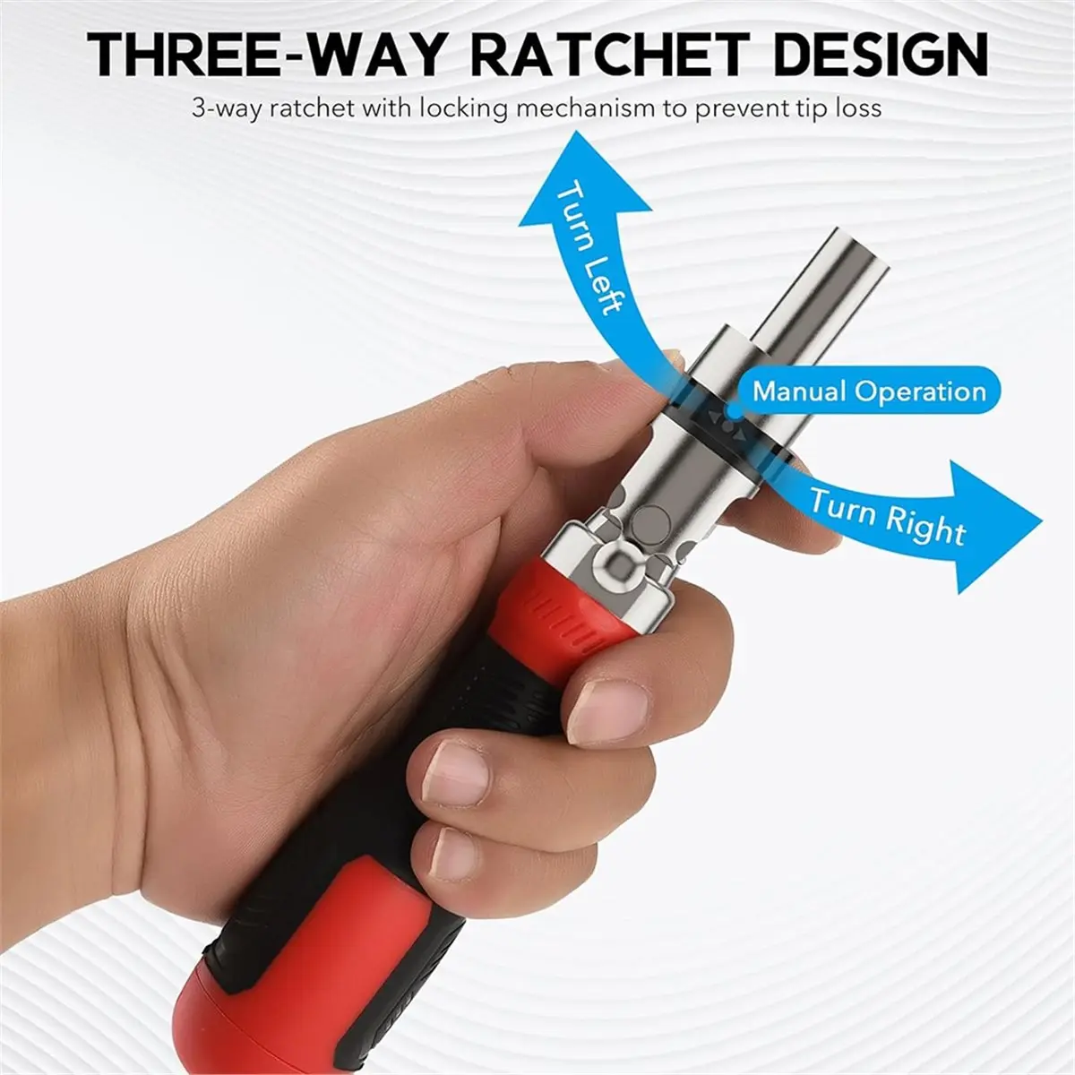 13-in-1 Multi-Bit Screwdriver Set Adjustable Magnetic Ratchet with 180° Pivot 12 Bits Cushion Grip Handle for Home DIY