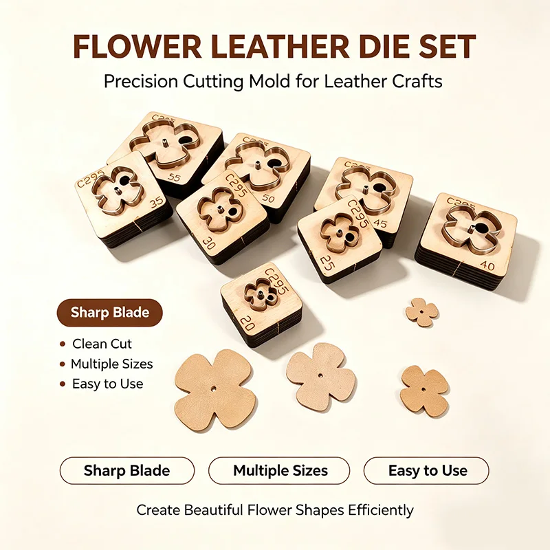 C295 Four-leaf Clover Leather Die Cutting Wood Mold Set DIY Handmade Earring Pendant Accessories Forming Material Cutting Tool