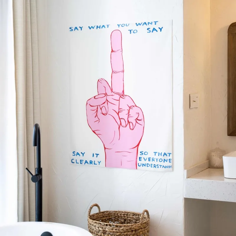 VIKAMA American-Style Middle Finger, Trendy And Cool Text Tapestry, Funny Bedroom And Living Room Background Fabric, Home Decor