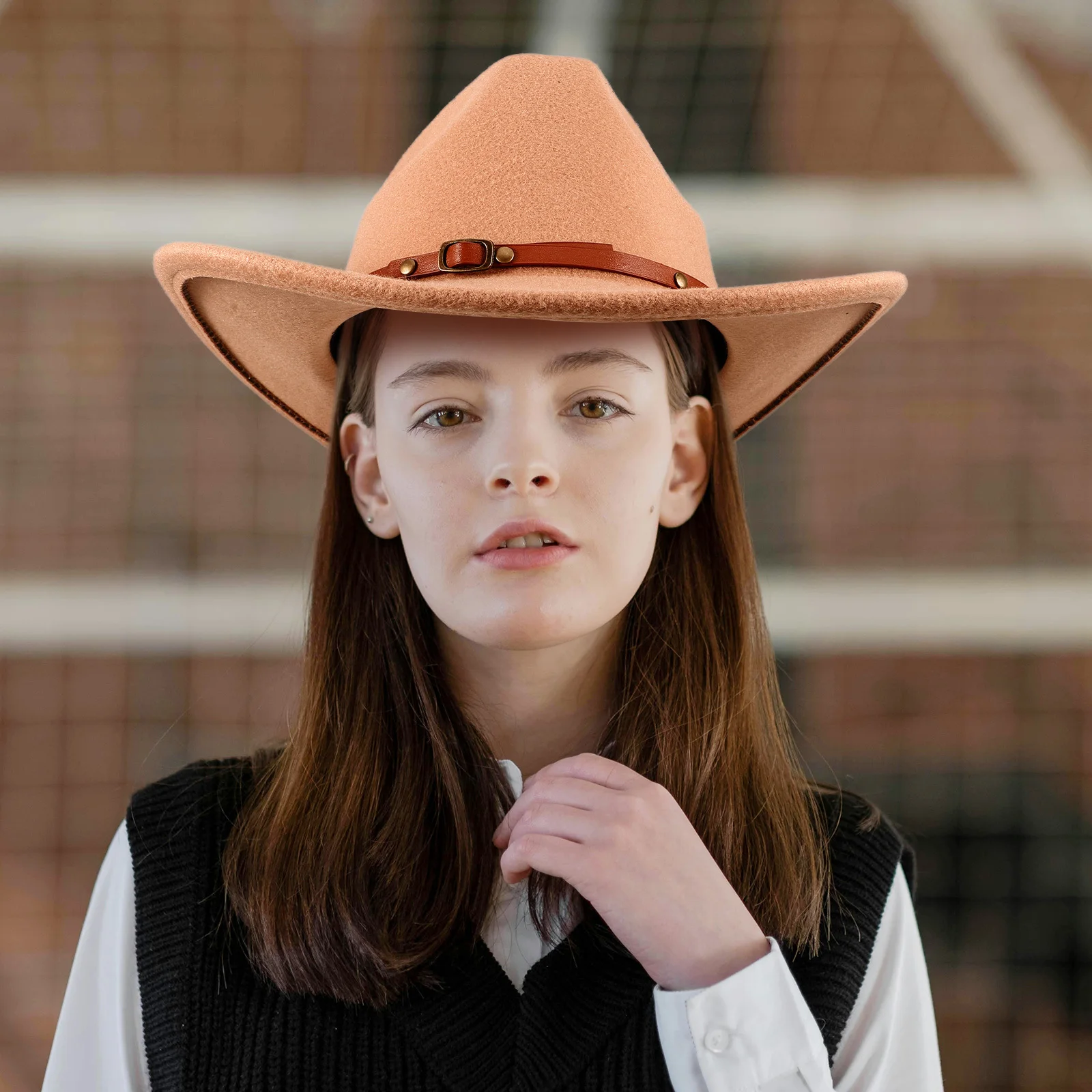 

Party Western Cowboy Hat Women Men Adjustable Brim Felt Hat Cosplay Costume Festival Masquerade Ball Outdoor Decorative