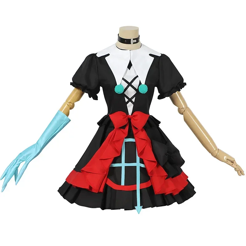 Anime Game EggyParty Cosplay Costume, Muet, Stella, Clown, Lolita, Noir, Rouge, EggParty, Robes, Doux, Femmes, Hommes, Halloween, Noël