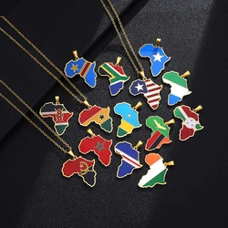 Africa Map Pendant Necklace Stainless Steel Jewelry Ghana Nigeria Congo Kenya Somalia Angola Morocco Zambia Liberia Rwanda Togo