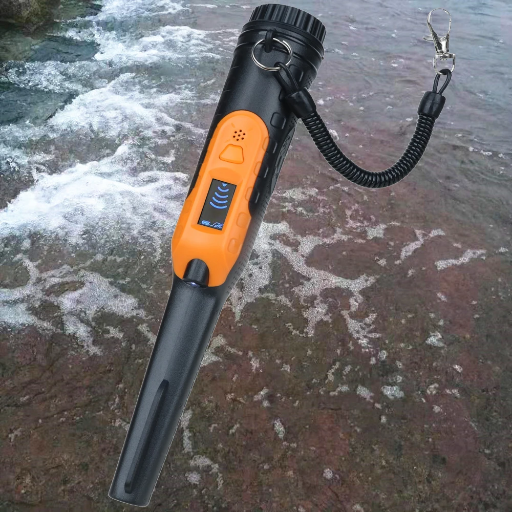 Waterproof LCD Indicating Metal Detector with LED Flashlight,IP68 Underwater Super Pinpointer Gold Locator For Gold Silver Coin