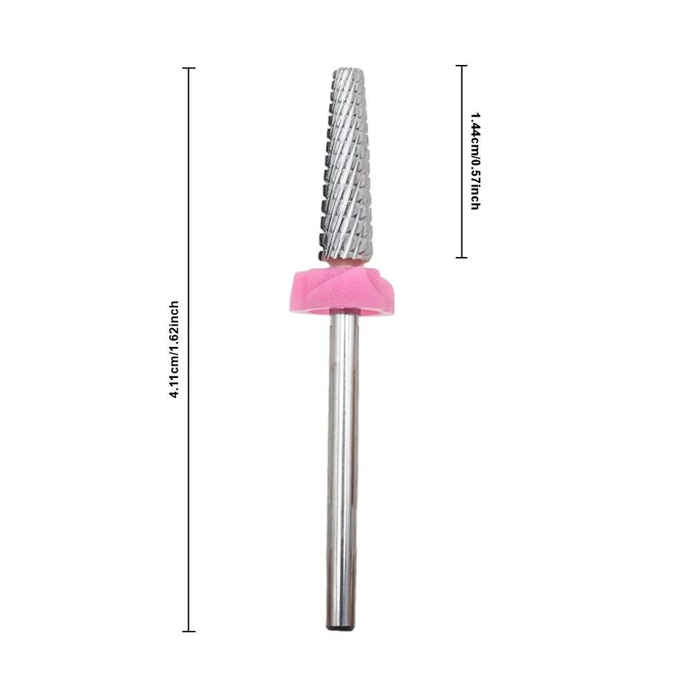 Brocas para uñas de carburo de tungsteno multifunción 5 en 1, fresas cónicas para eliminación de gel y acrílico, color rosa, 1 ud.