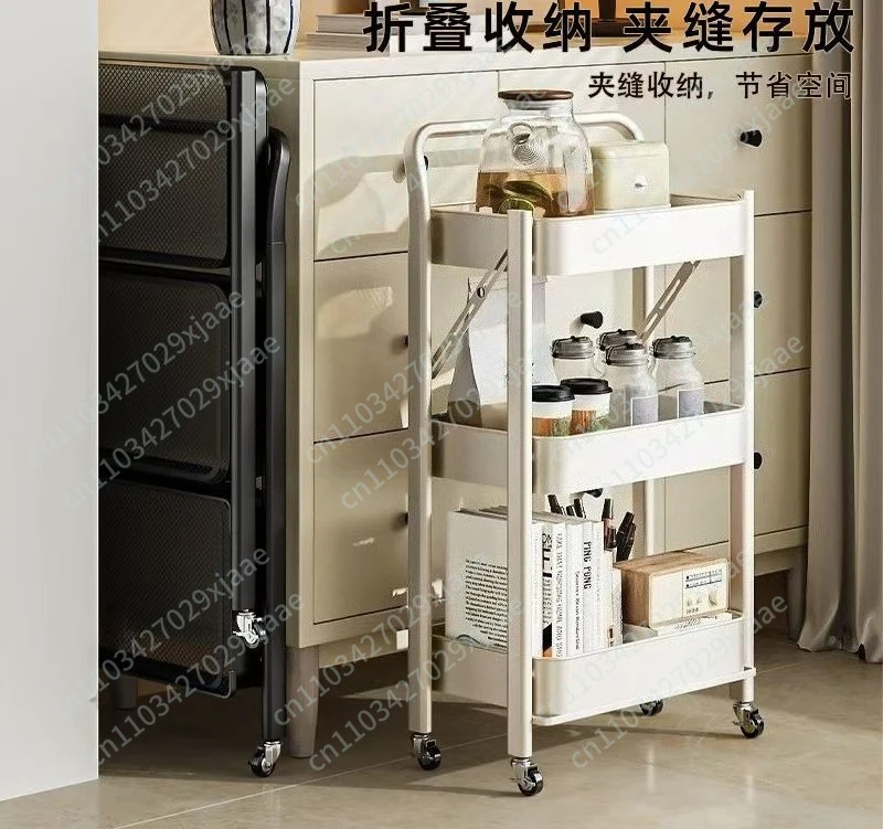 trolley rack multi-layer snack mobile foldable simple storage rack