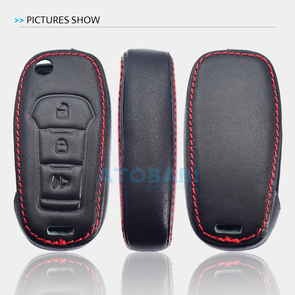 Leder Auto Schlüssel Abdeckung Flip Fernbedienung Fobs Shell Fall Zubehör Für Ford Ranger F-150 F-250 F-350 F-450 F-550 Escape Mondeo Fiesta – Detail 3