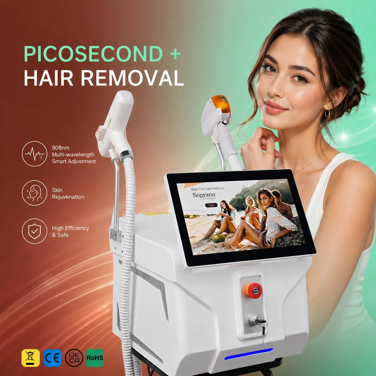 Professional 2 in 1 Laser Hair Tattoo Removal Machine 808nm Laser Permanent Hair Removal Equipment Advanced Beauty Salon Device