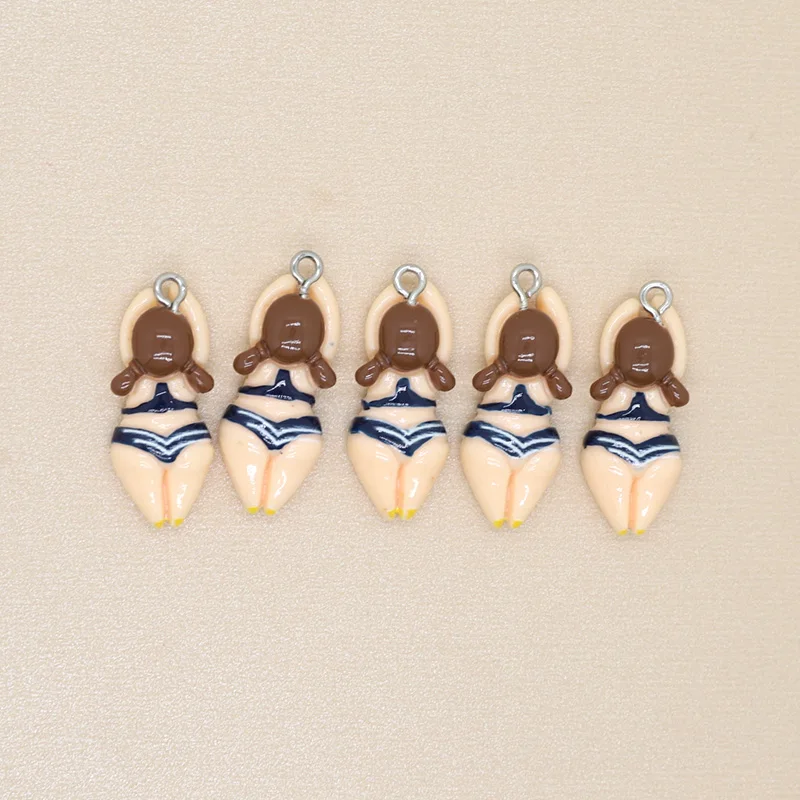 10pcs Cute Swimming Boy Girl Sport Charms Cartoon Resin Flatback Mermaid Earring Pendant Jewelry Findings Diy Charms Bulk
