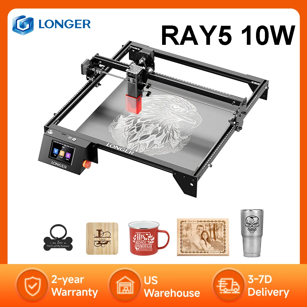 

LONGER RAY5 10W Laser Engraver 3.5inch Touch Screen Working Area 400x400mm Offline Carving 0.06x0.06mm Laser Spot