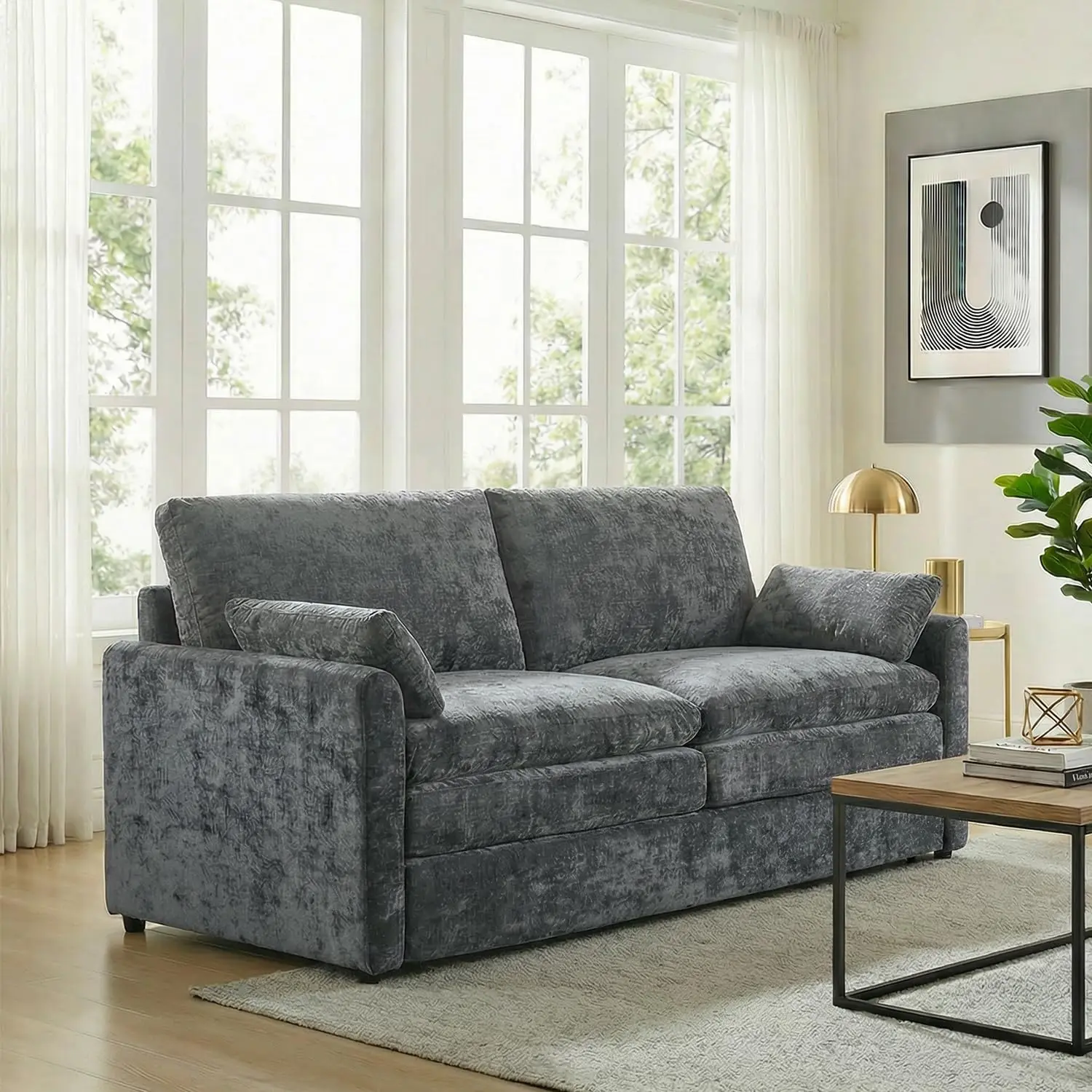 Loveseat 2 Seater Thick Cushion Pocket Spring Compact Sofa for Apartment Living Room Gray 9.5 Inch, Customized