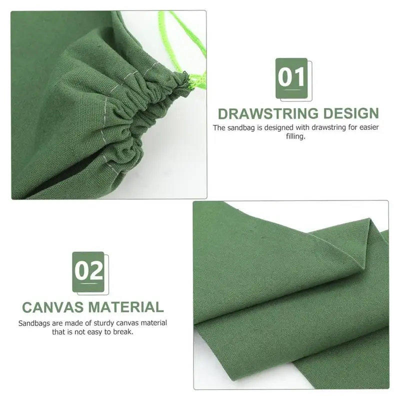 Long Canvas Sandbags Thickened Green Flooding Canvas Sandbags Garage Flood Protection Barriers Flexible Flood Protection Sand