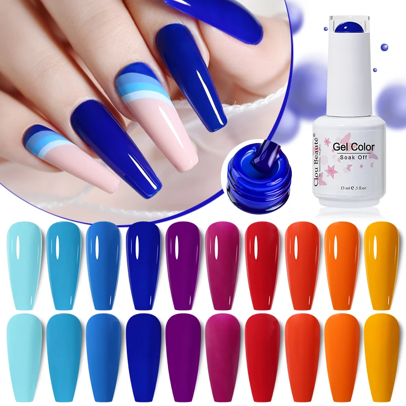 Clou Beaute Royal Blue Wine Red Orange Yellow Color Gel Nail Polish Vernis Semi Permanent Nail Art Manicure LED UV Gel Varnish