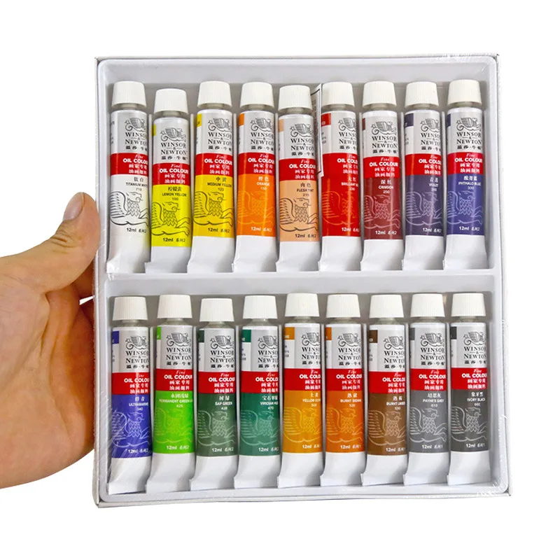 winsor newton tintas a oleo coloridas profissionais pigmentos de pintura tubo 12ml com pincel e paleta artigos de arte 12 18 24 cores 01