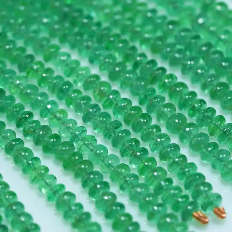 6A Emerald Green Smooth Roundelle Beads 1-2mm 10cm for Jewelry Making Necklace FPPJ Wholesale Loose