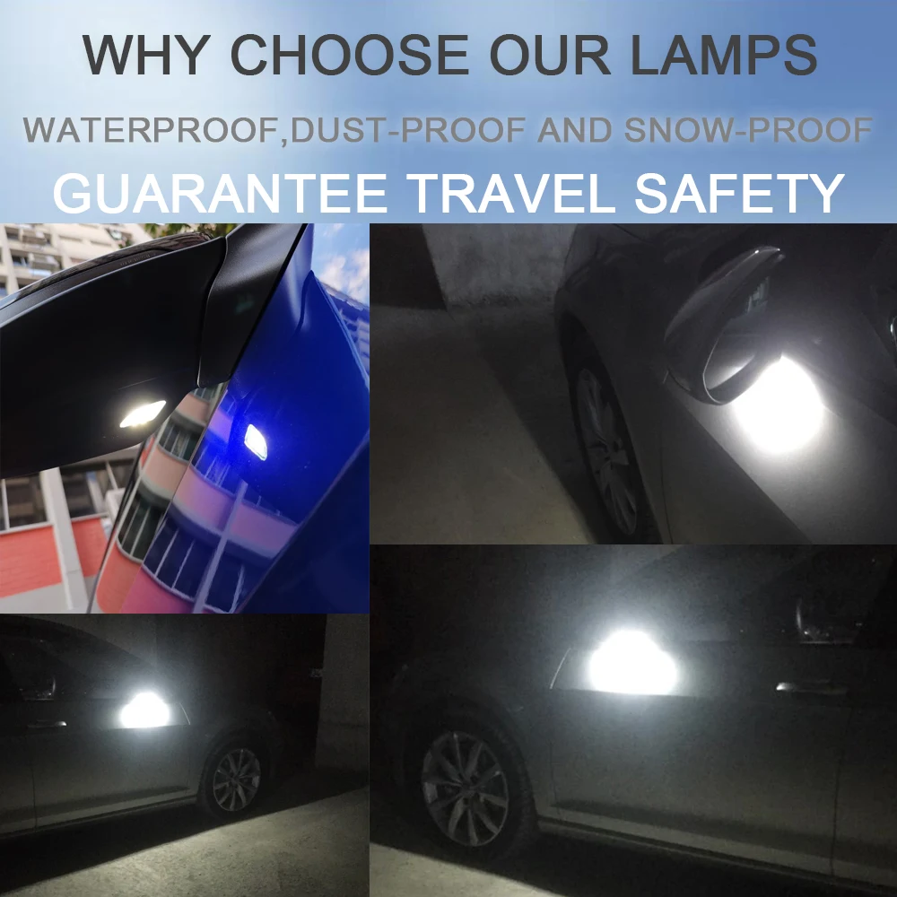 2Pcs Free Error For Volkswagen Touran MK3 5T Golf GTI MK7 R20 Golf MK7 5G Under Side Mirror LED Puddle DRL Light 6000K Auto Part