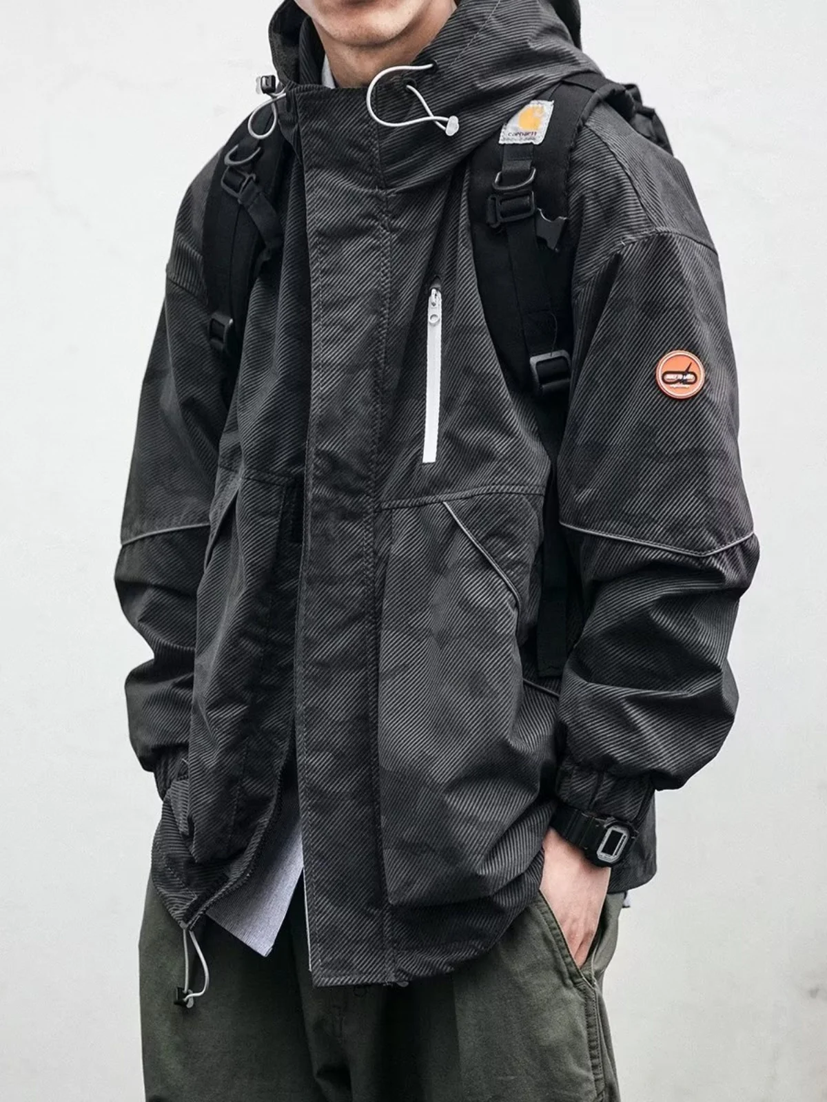 

Loose Camouflage Hooded Jaet Men's Casual American Sle Workwear Outerwear Long Sve Youth Faion Autumn Winter Coat