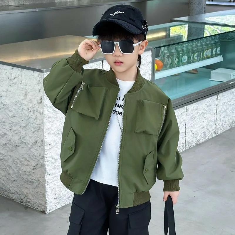 Chłopięca kurtka baseballowa 2025 Nowa jesienna kurtka Stylowa wiosenno-jesienna modna odzież wierzchnia dla maluchów
