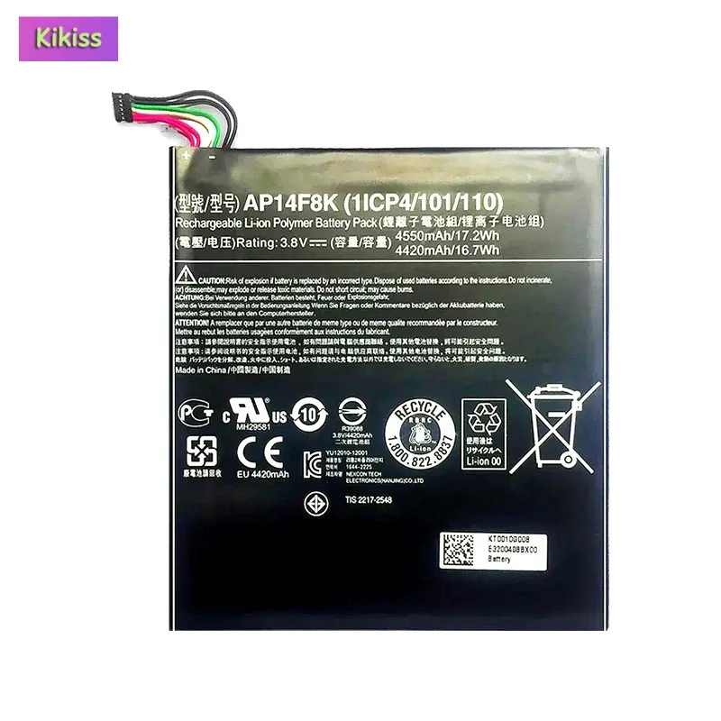 Replacement Tablet Battery For Acer Iconia Tab A1-850 B1-810 B1-820 B1-830 W1-810 AP14F8K 4550mAh