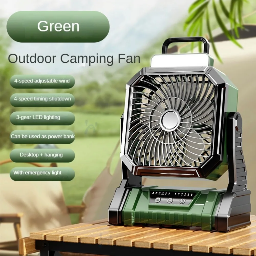 Camping Fan,Portable Battery Operated fan,Rechargeable Battery Operated Outdoor Tent Fan with Light & Hook,Desk Fan for Camping