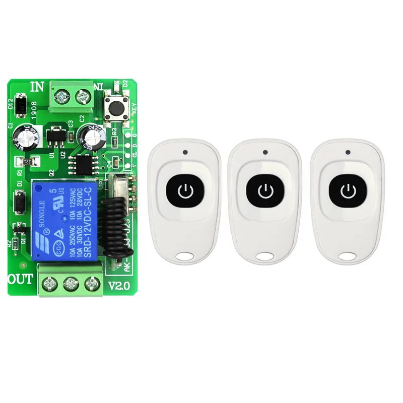 DC 12 V  1ch   RF 315mhz  wireless remote control switch    1 X receiver &3 X  transmitter with one button