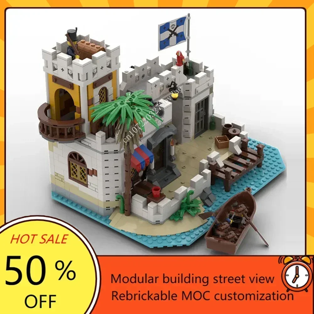 1129PCS Custom Pirate Barracuda Bay Lagoon Lockup Model Kit - DIY Holiday Customized MOC Educational Building Toy for Adult
