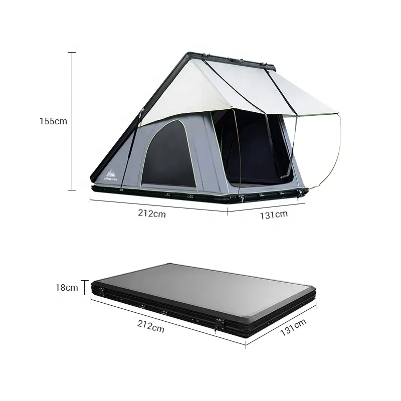 High Quality Off Road Roof Top Tent Hard Shell Aluminum 2 Person Tent for Car Roof！